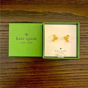 NEW Kate Spade Gold Heart Bow Earrings